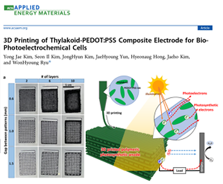 3D Printing of Thylakoid-PEDOT:PSS Composite Electrode for Bio-Photoelectrochemical Cells (2023.01.05)